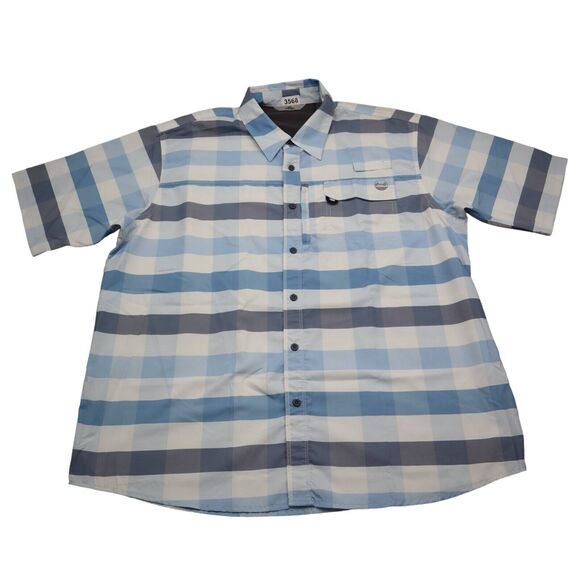 Wrangler Shirt Mens XL Extra Blue White Hike Camp Fish Outdoor Work Button Up - Picture 1 of 15